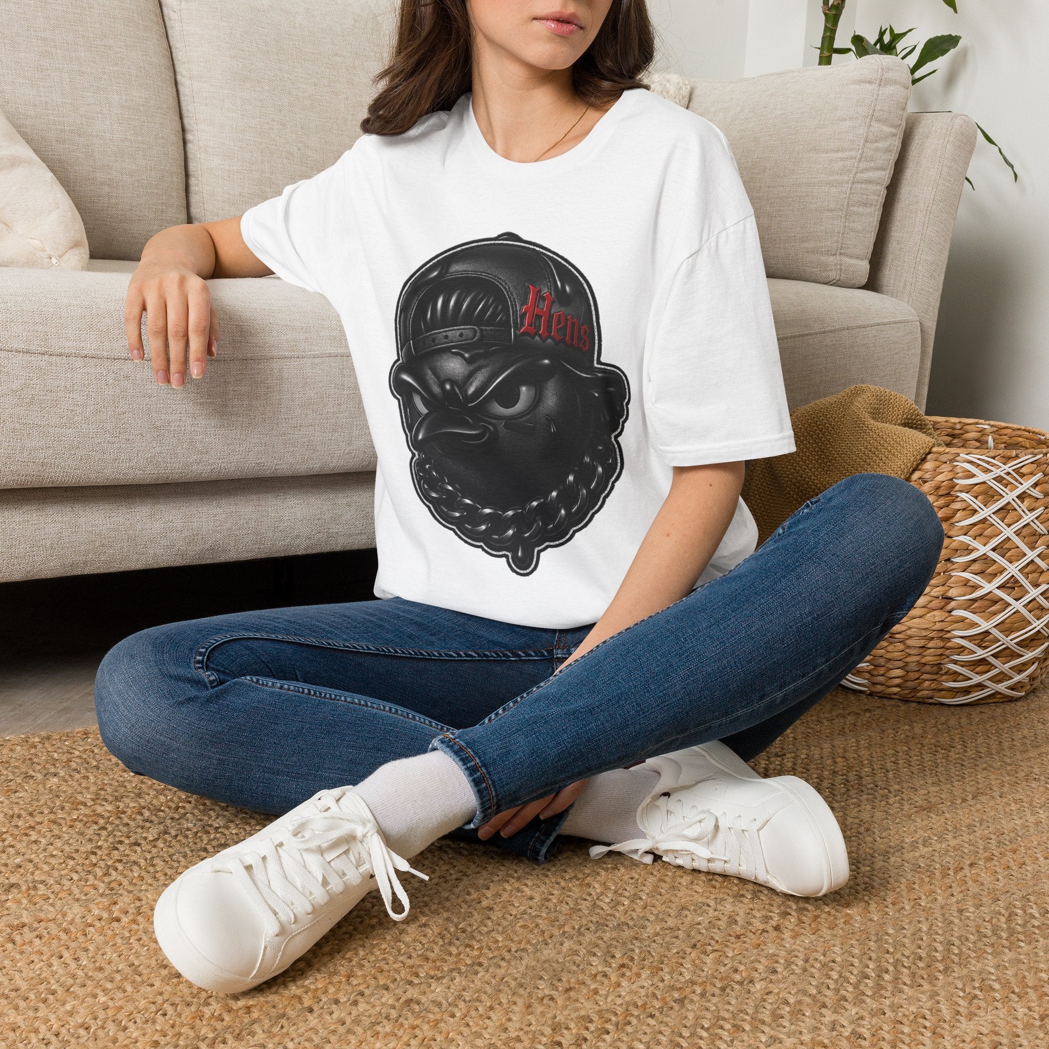 Black Out Hens T-Shirt — Edgy Streetwear Tee with "Hens" Cap Graphic