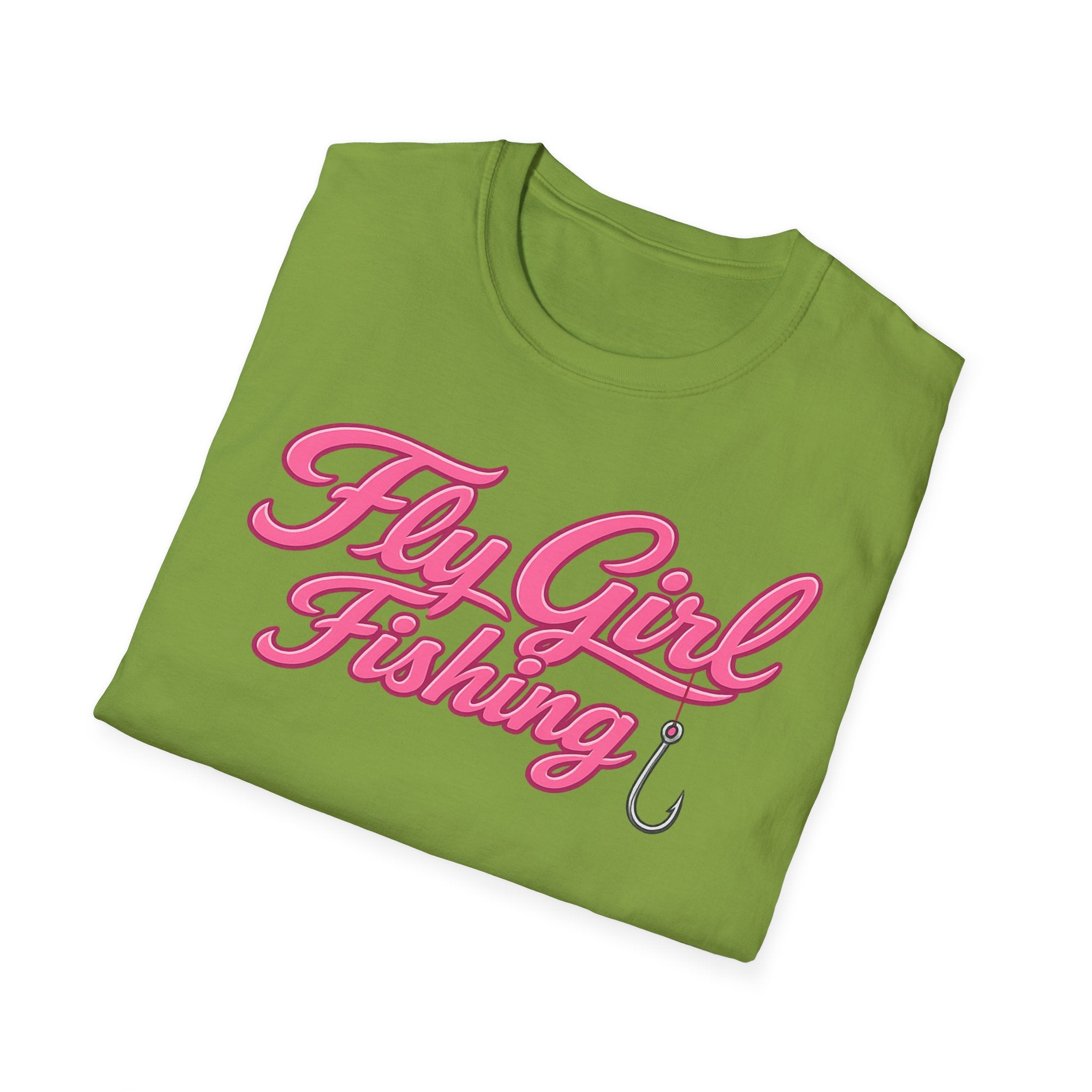 Fly Girl Fishing T-Shirt — Pink Script Women’s Fishing Tee