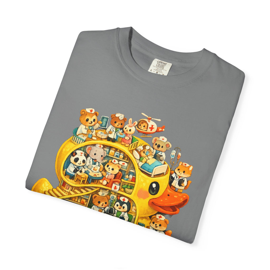Duck Village Medical T‑Shirt — Whimsical Animal Town Illustration