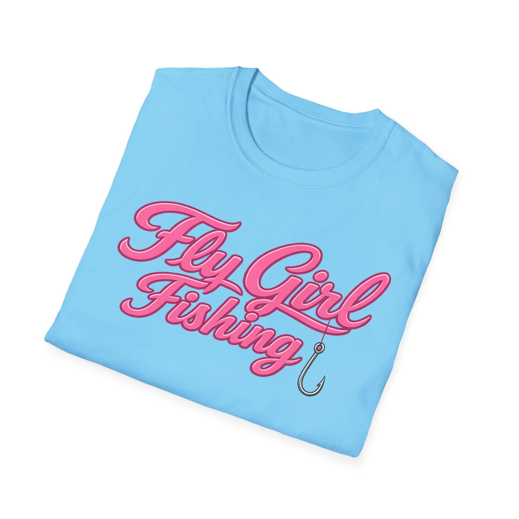 Fly Girl Fishing T-Shirt — Pink Script Women’s Fishing Tee