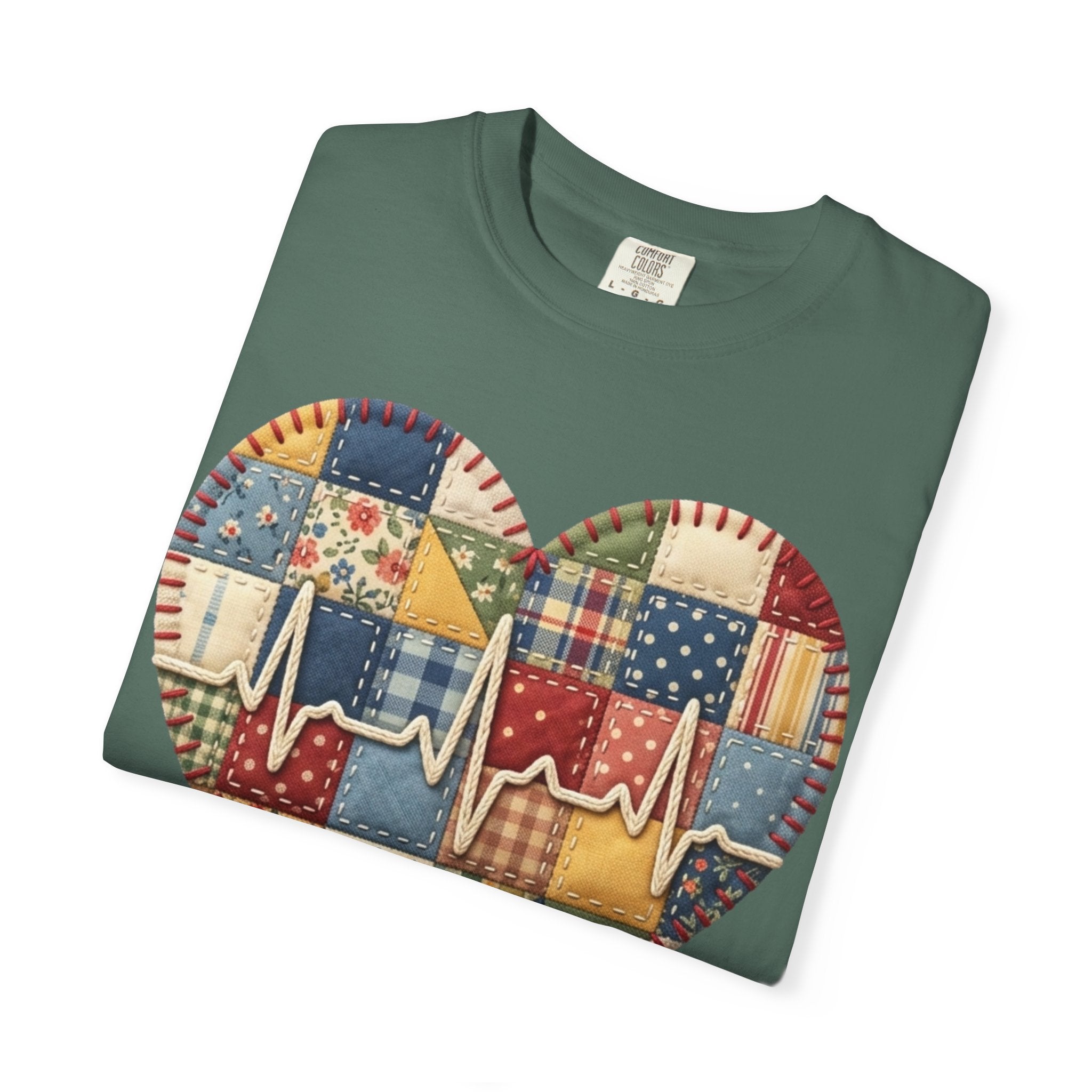 We Care Heart Patchwork T-Shirt — Nurse & Healthcare Appreciation Tee
