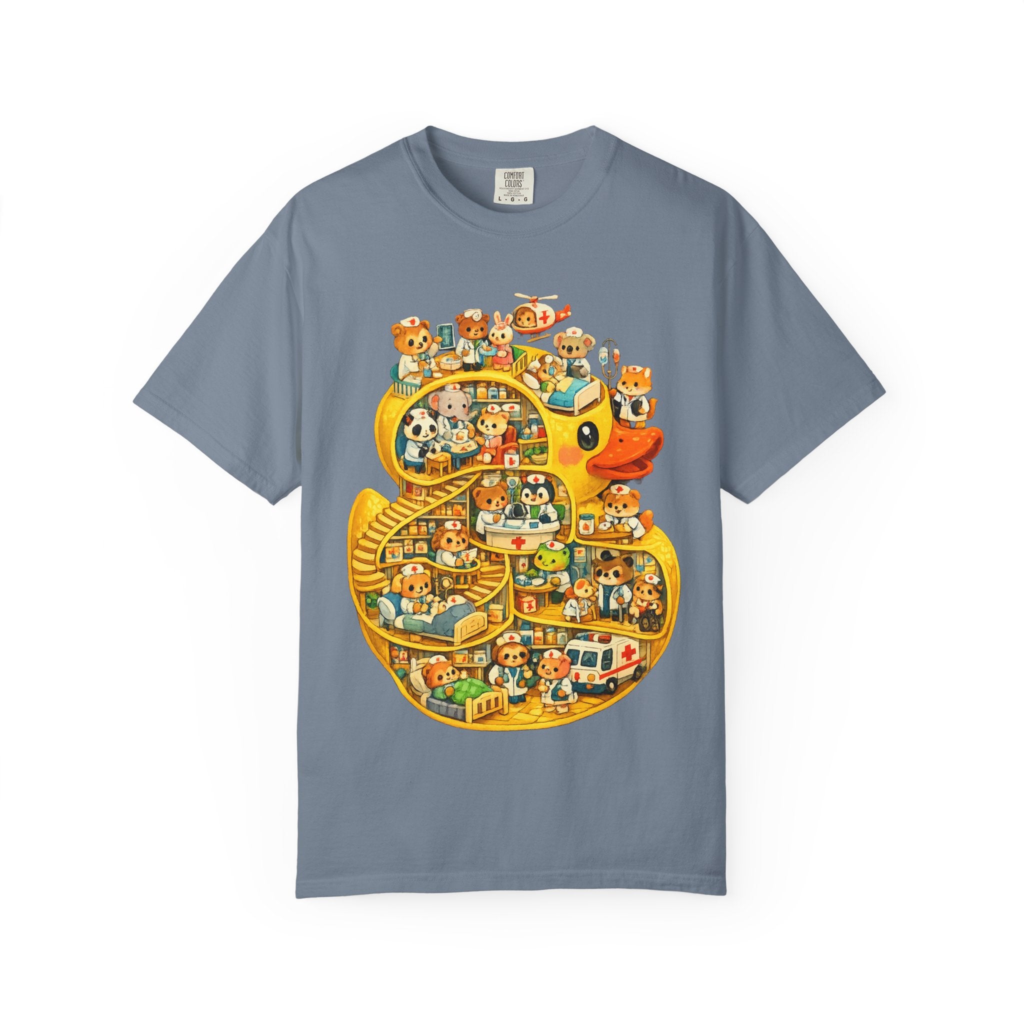 Duck Village Medical T‑Shirt — Whimsical Animal Town Illustration
