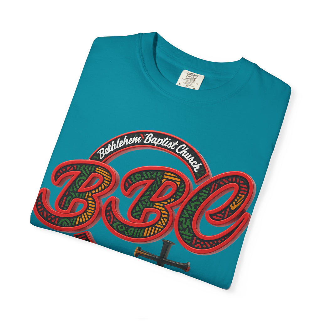 BBC Church T-Shirt – African Art Inspired Gospel Tee with Cross