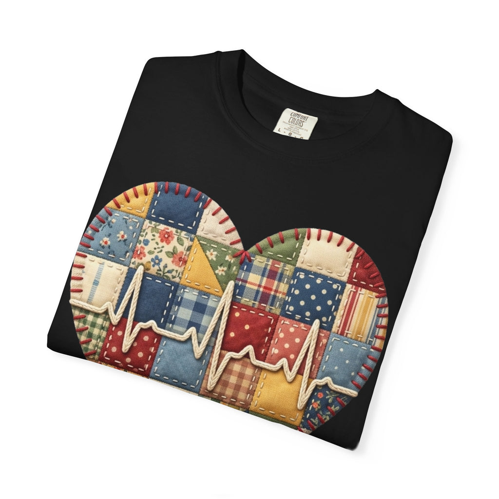We Care Heart Patchwork T-Shirt — Nurse & Healthcare Appreciation Tee