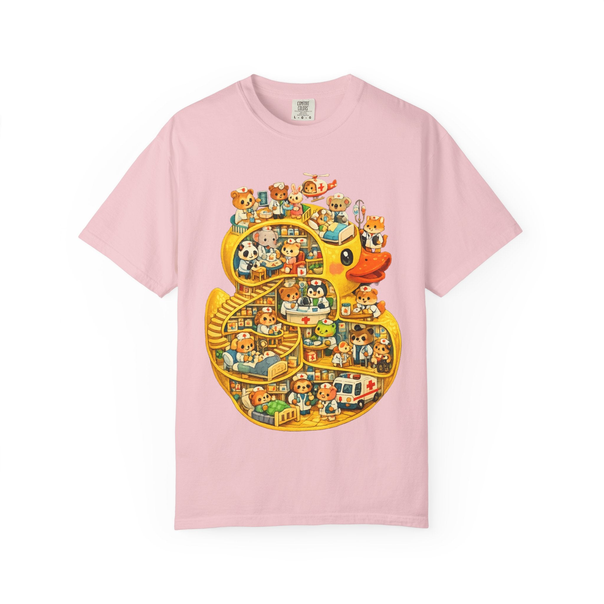 Duck Village Medical T‑Shirt — Whimsical Animal Town Illustration