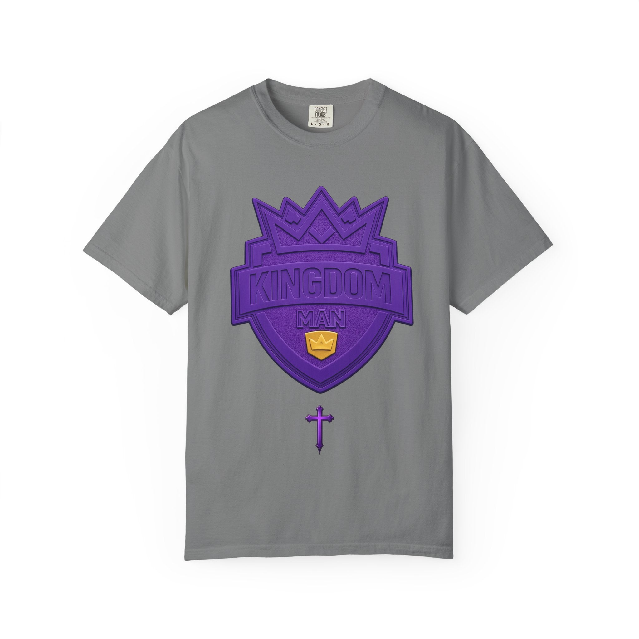 Kingdom Shield T-Shirt — Purple Crest Cross Graphic Tee