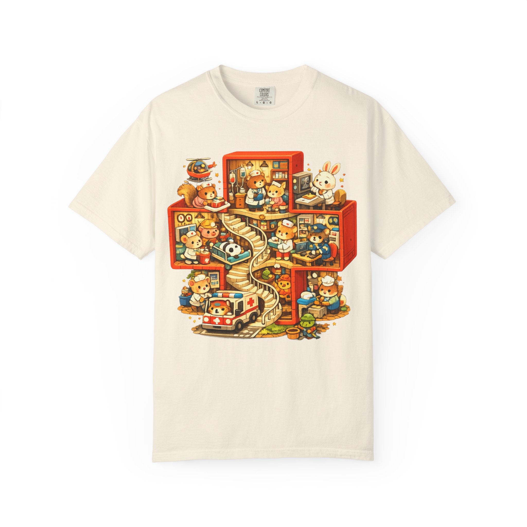 Medical Cross T-Shirt — Cute Vintage Kids’ Small World Illustration