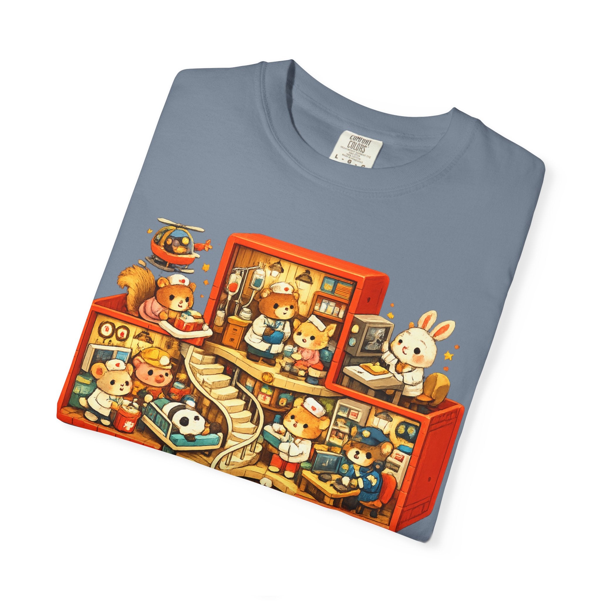 Medical Cross T-Shirt — Cute Vintage Kids’ Small World Illustration