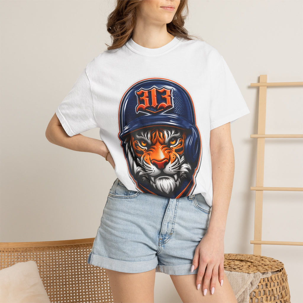 Baseball Helmet T-Shirt — 313 Tiger Sports Logo Tee