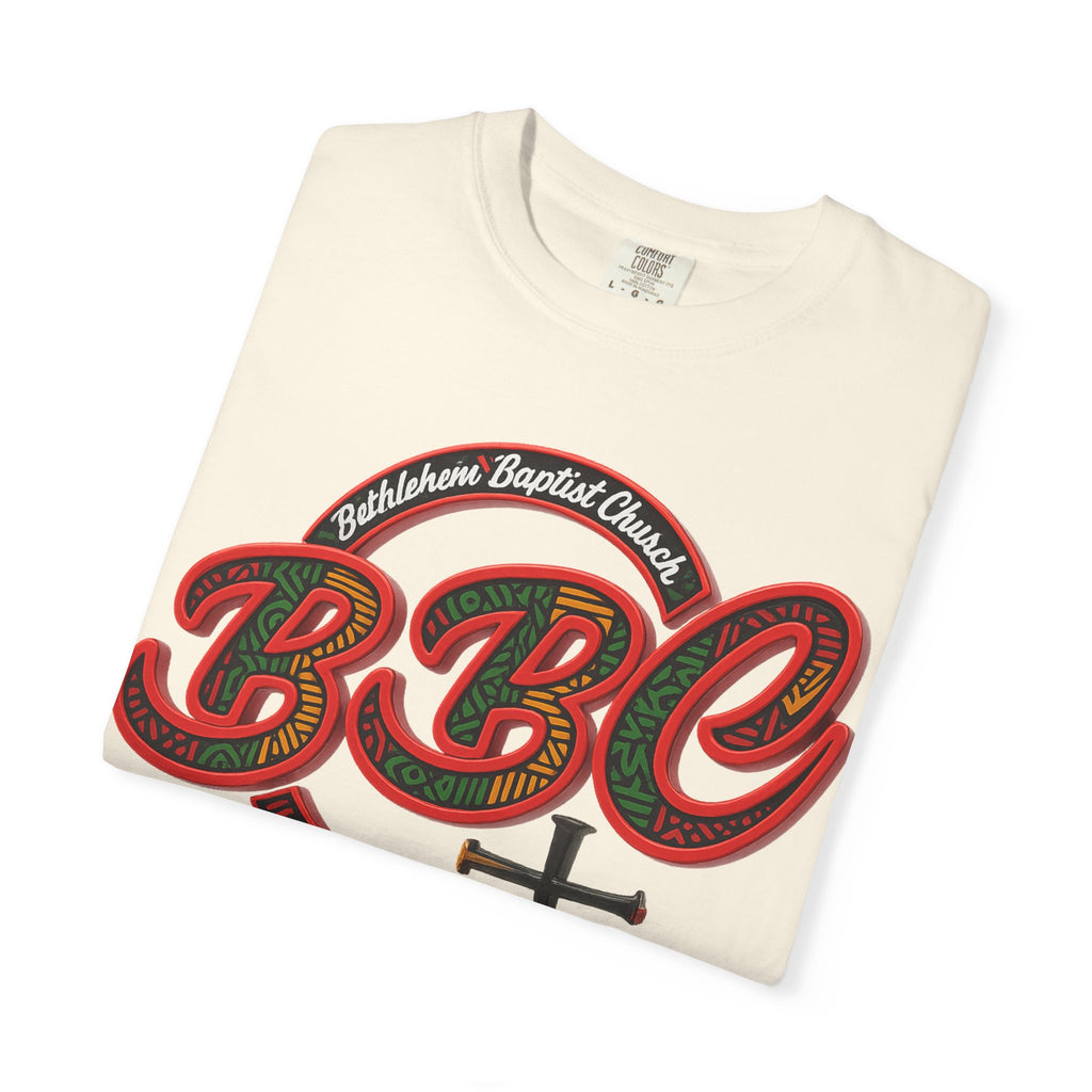BBC Church T-Shirt – African Art Inspired Gospel Tee with Cross