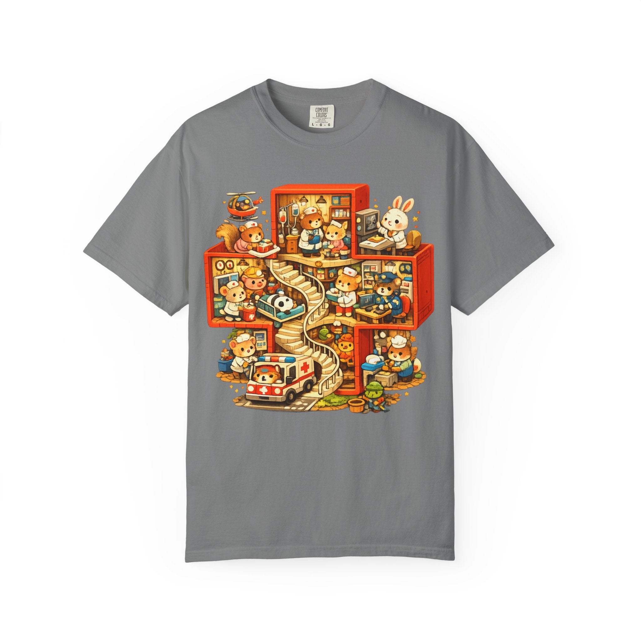 Medical Cross T-Shirt — Cute Vintage Kids’ Small World Illustration