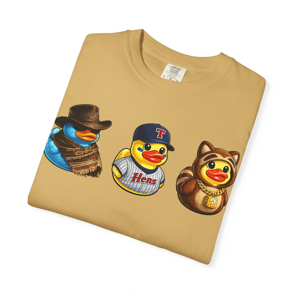 Rubber Duck Dashboard Trio Graphic T-Shirt — Cute Character Tee (Duck Dashboard)