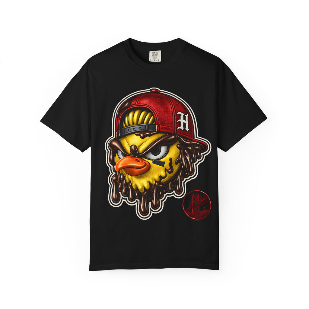 Hen Street Graphic T-Shirt — Streetwear Baseball Cap Mascot Tee