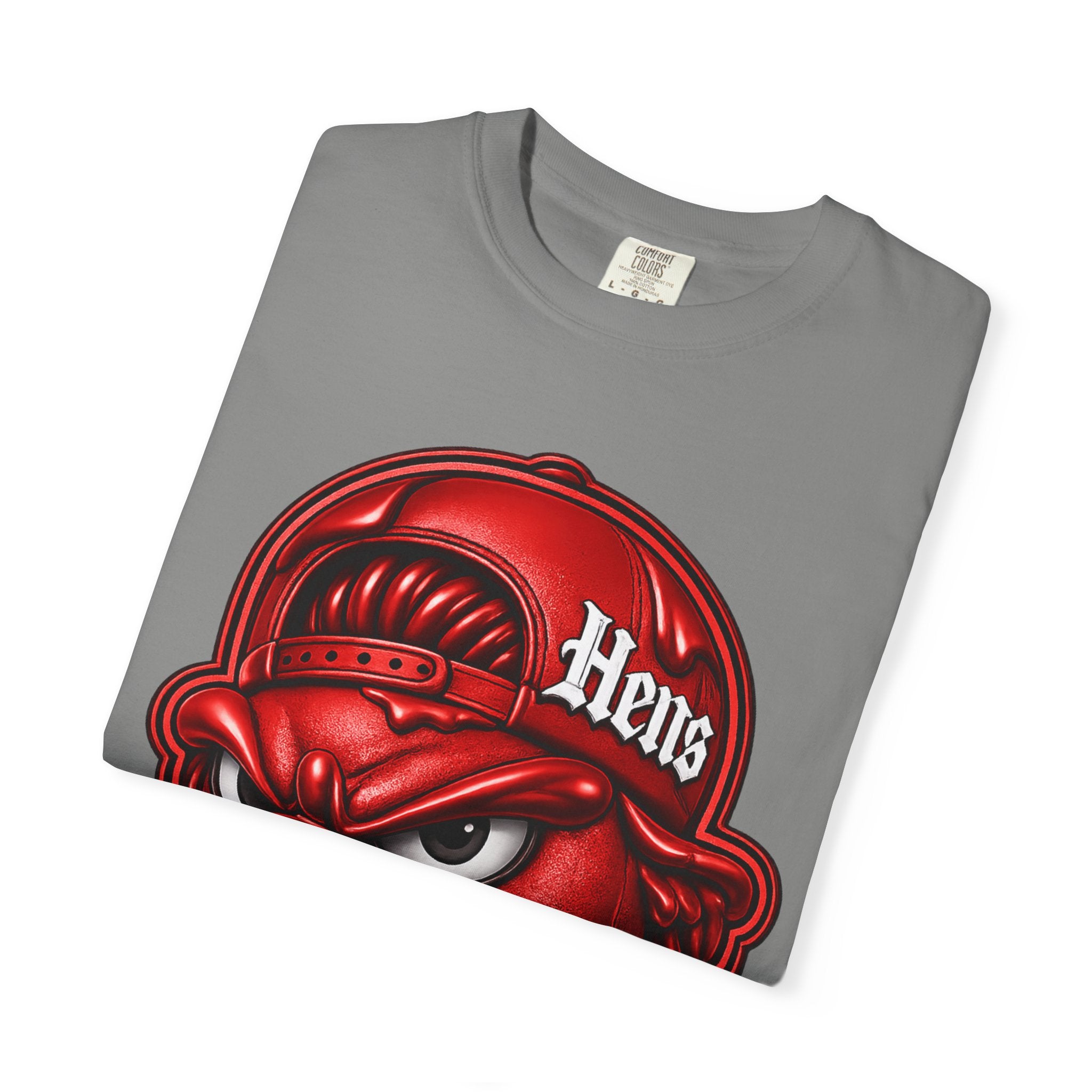 Hens Streetwear Graphic T‑Shirt — Bold Red Mascot Design