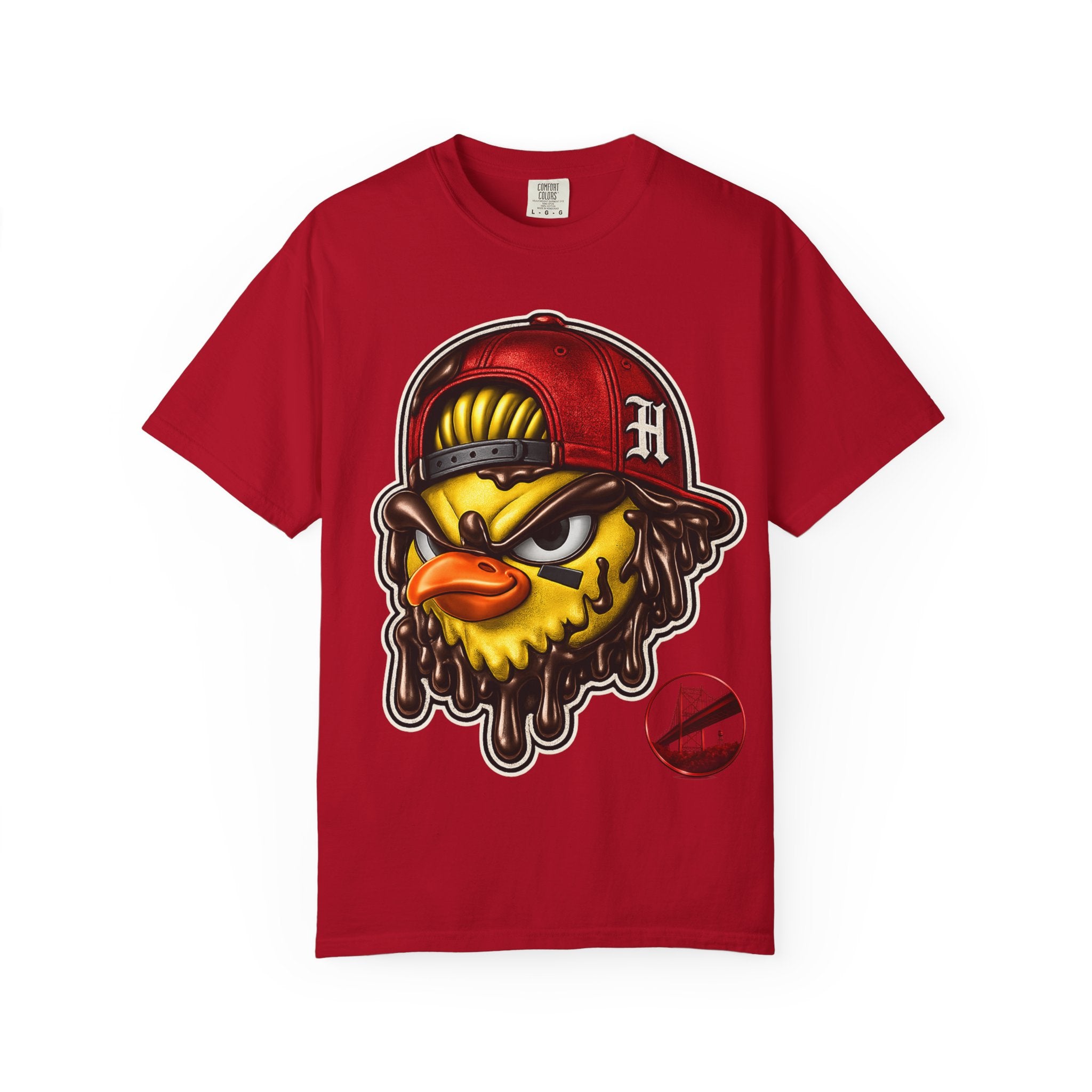 Hen Street Graphic T-Shirt — Streetwear Baseball Cap Mascot Tee