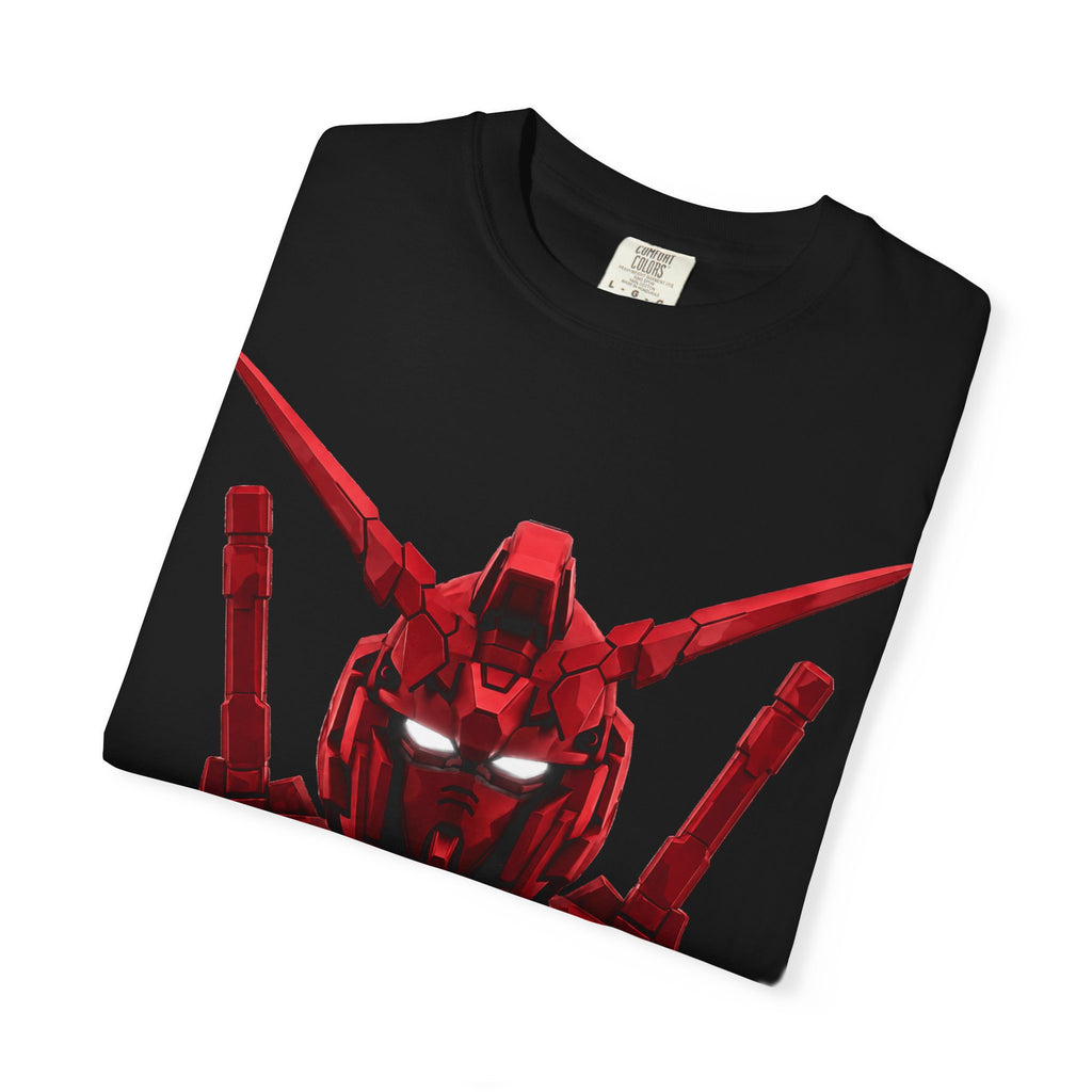 Red Mech Helmet T-Shirt — Anime Mecha Graphic Tee