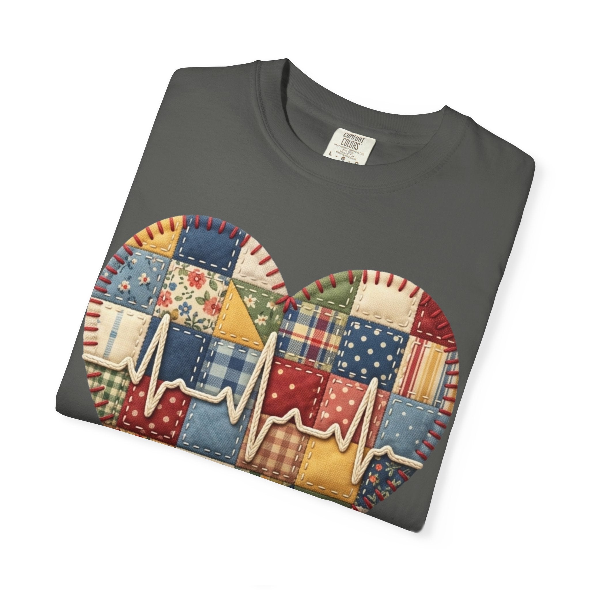We Care Heart Patchwork T-Shirt — Nurse & Healthcare Appreciation Tee