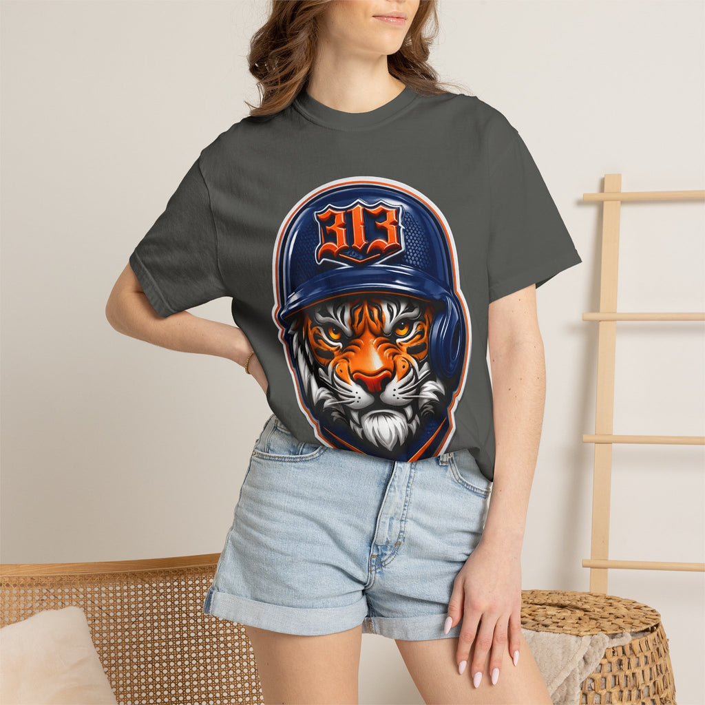 Baseball Helmet T-Shirt — 313 Tiger Sports Logo Tee