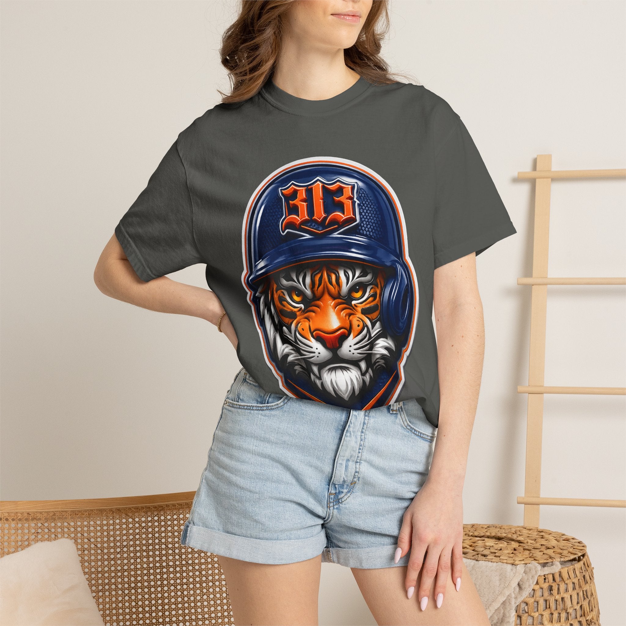 Baseball Helmet T-Shirt — 313 Tiger Sports Logo Tee