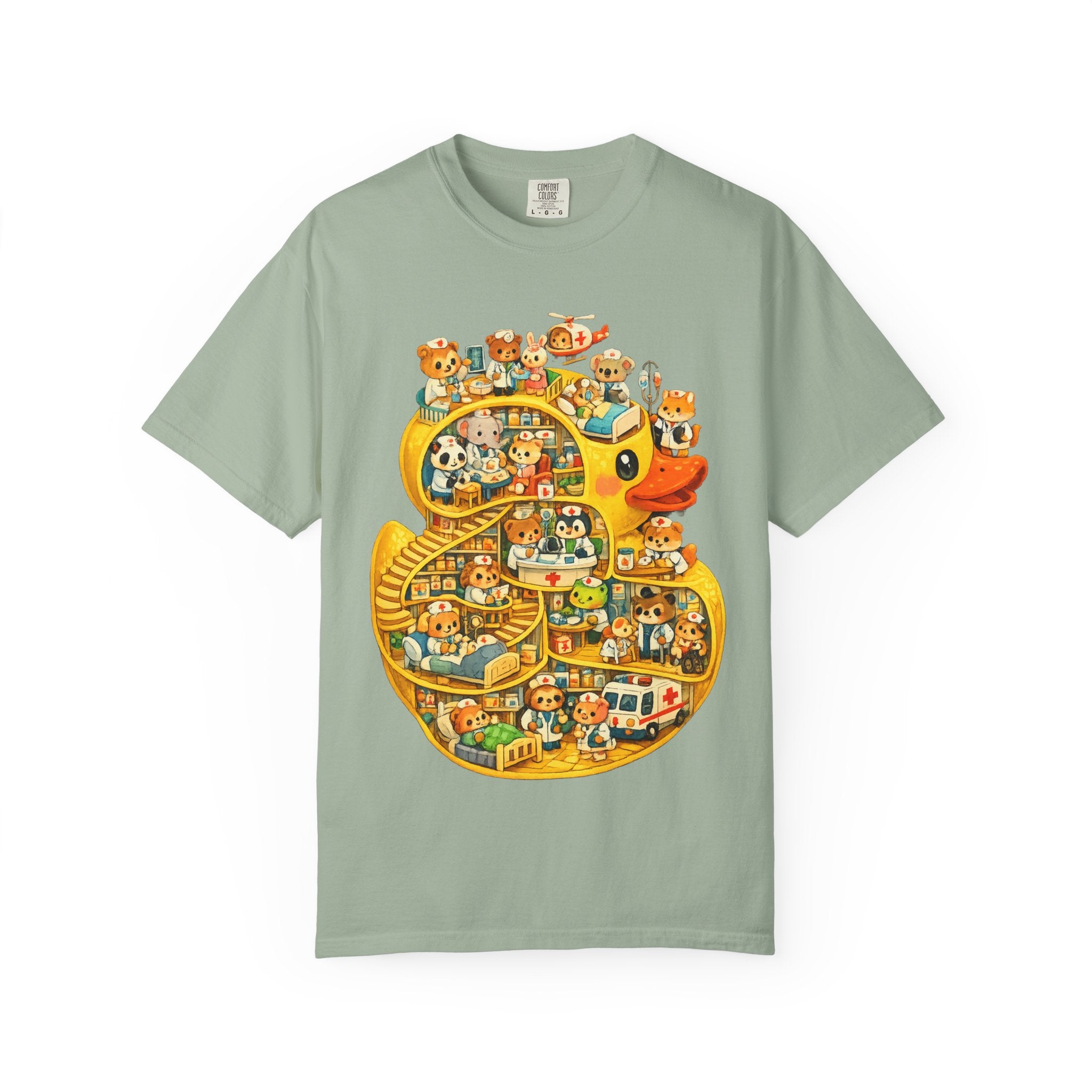 Duck Village Medical T‑Shirt — Whimsical Animal Town Illustration