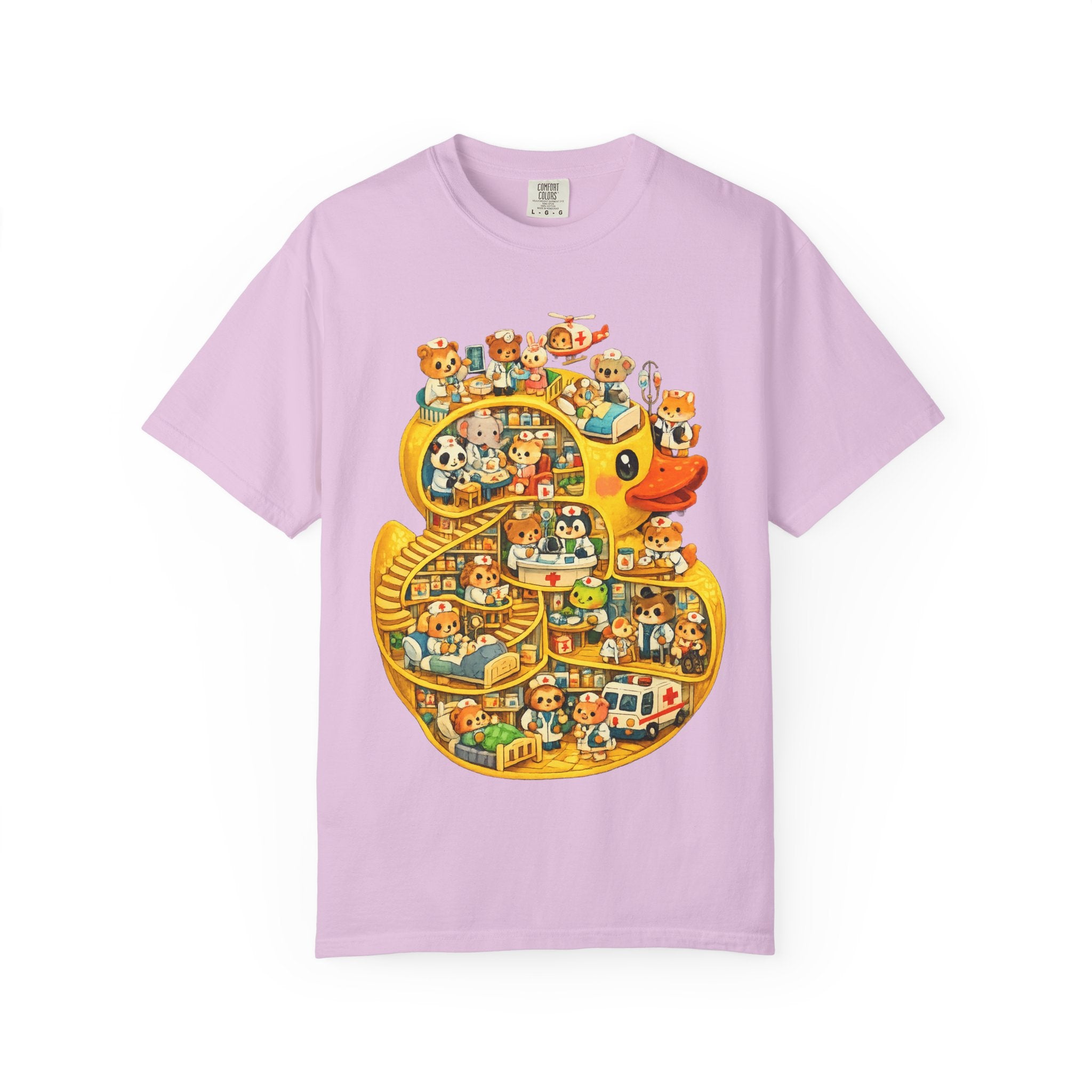 Duck Village Medical T‑Shirt — Whimsical Animal Town Illustration