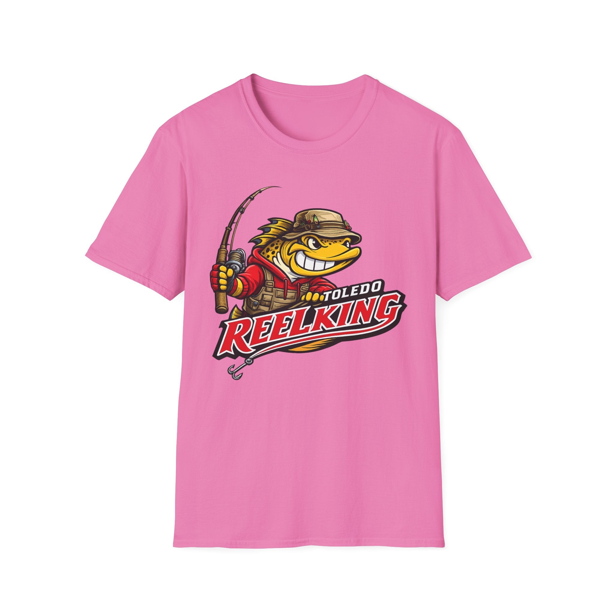 Toledo Reel King Fishing T-Shirt — Mascot Fisherman Tee
