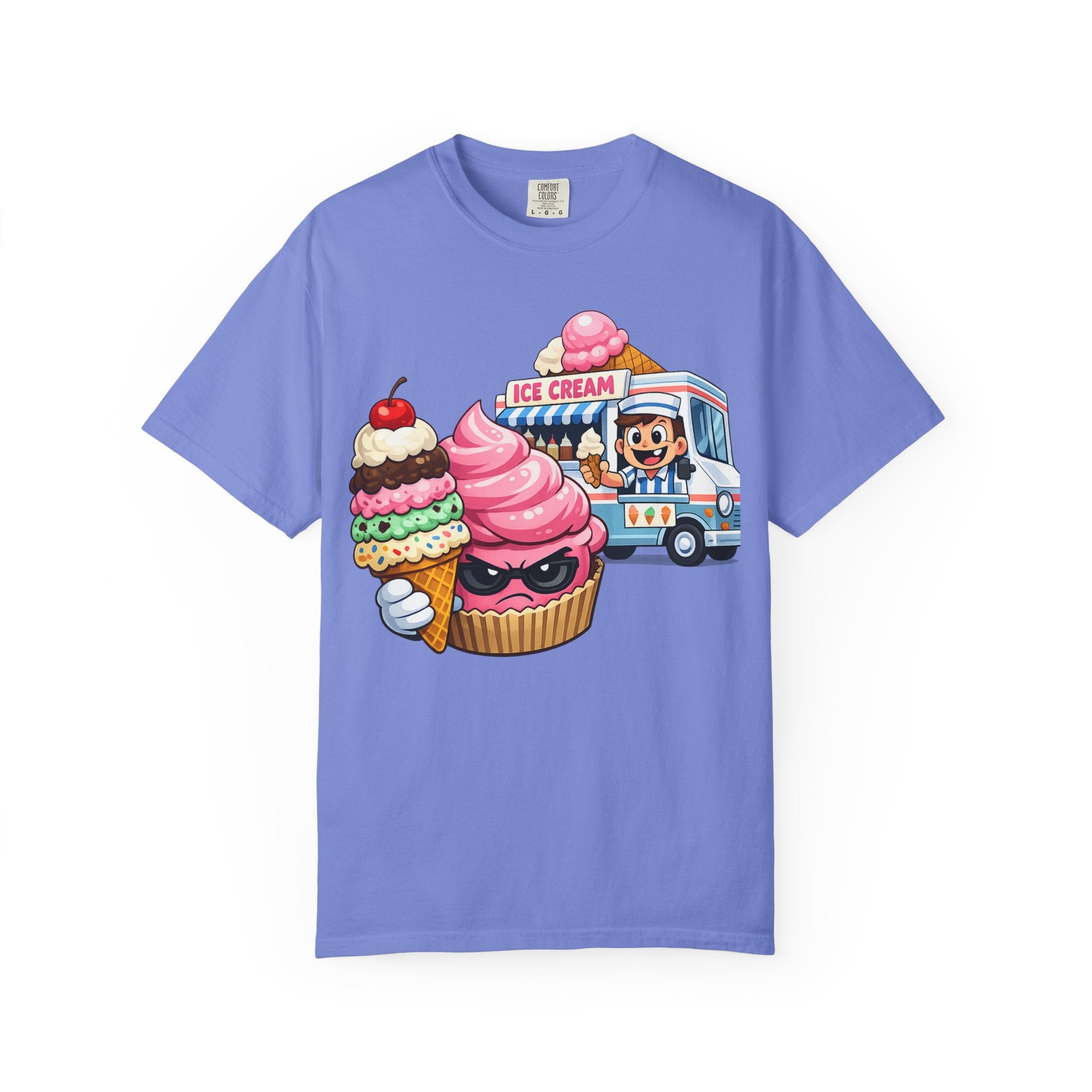 Ice Cream Truck Tee — Cute Cartoon Cupcake & Cone Graphic T-Shirt