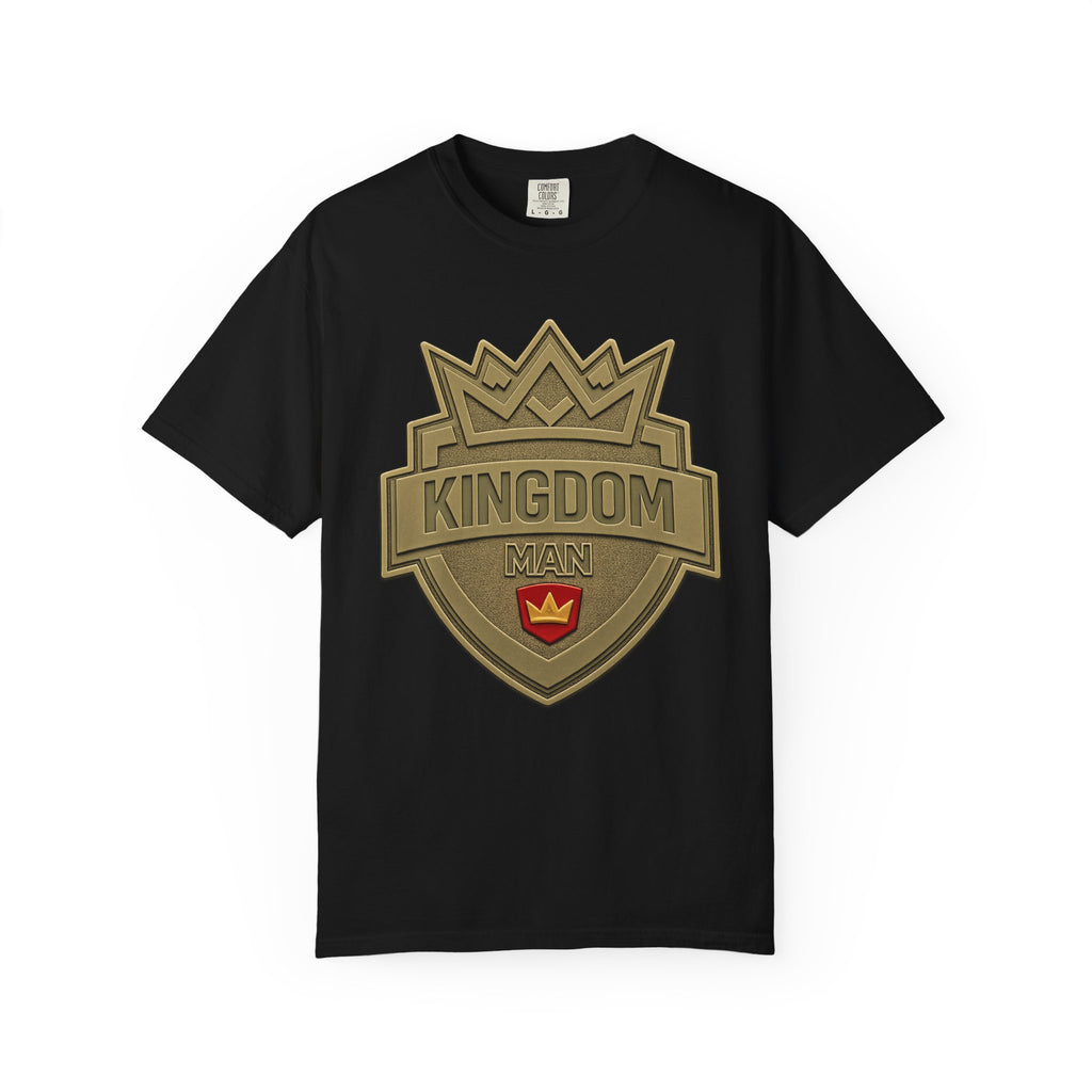 Kingdom Man Shield T-Shirt — Men's Crown Emblem Graphic Tee