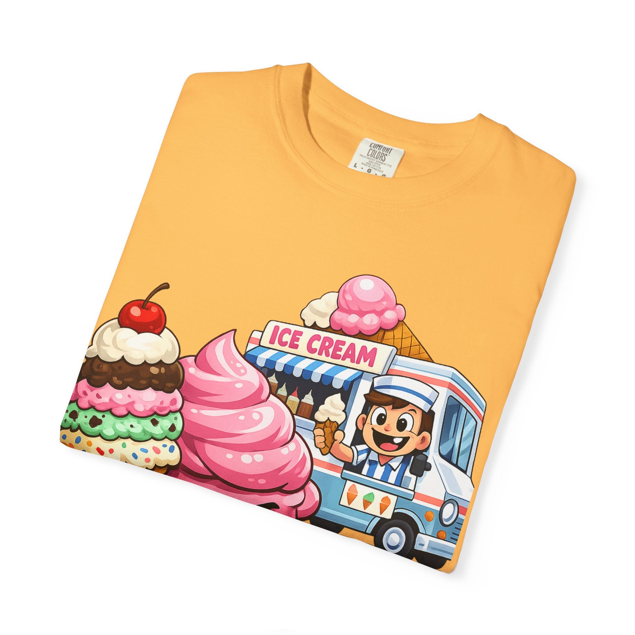 Ice Cream Truck Tee — Cute Cartoon Cupcake & Cone Graphic T-Shirt