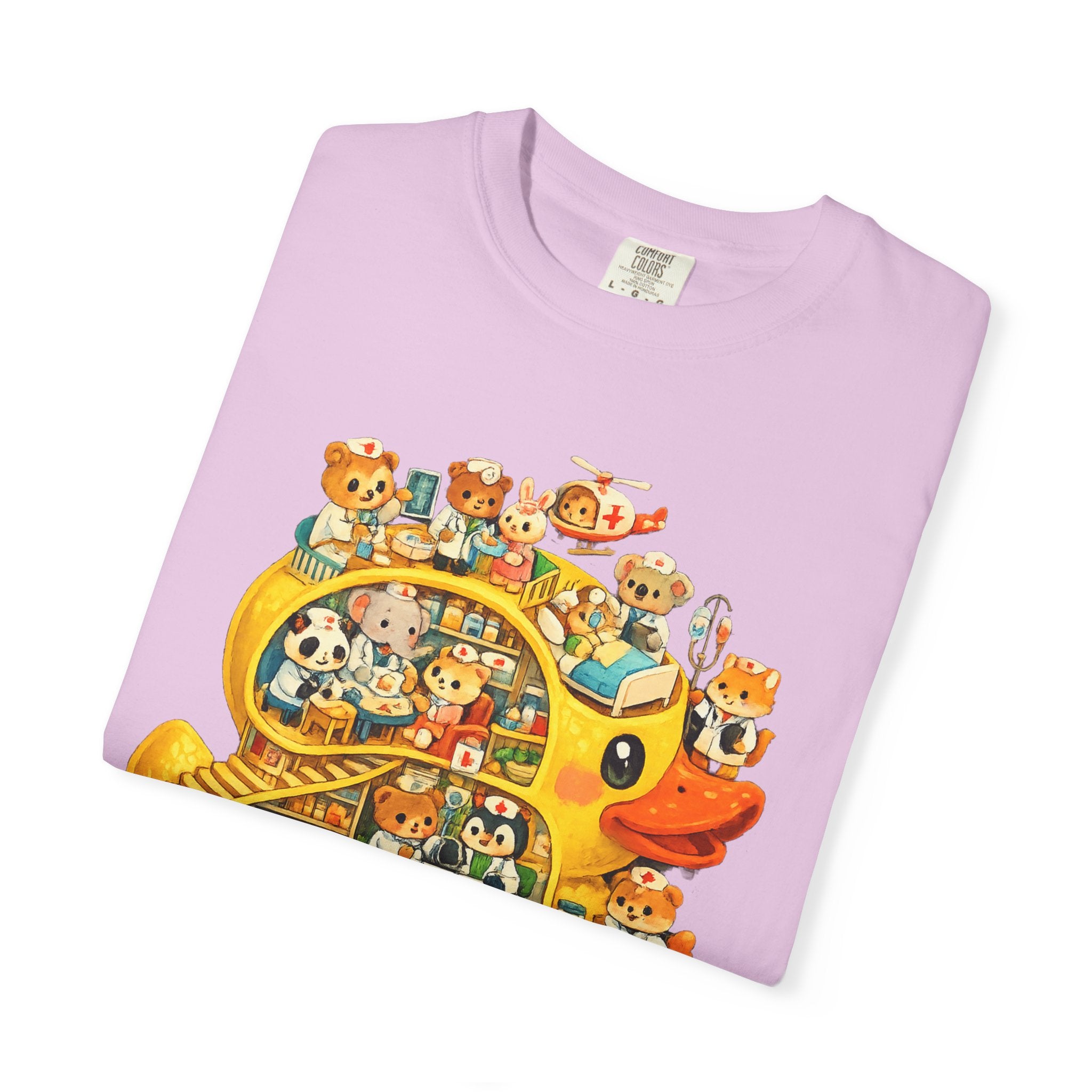 Duck Village Medical T‑Shirt — Whimsical Animal Town Illustration