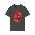 Hen Mascot Graphic T‑Shirt — Red Backwards Cap Design