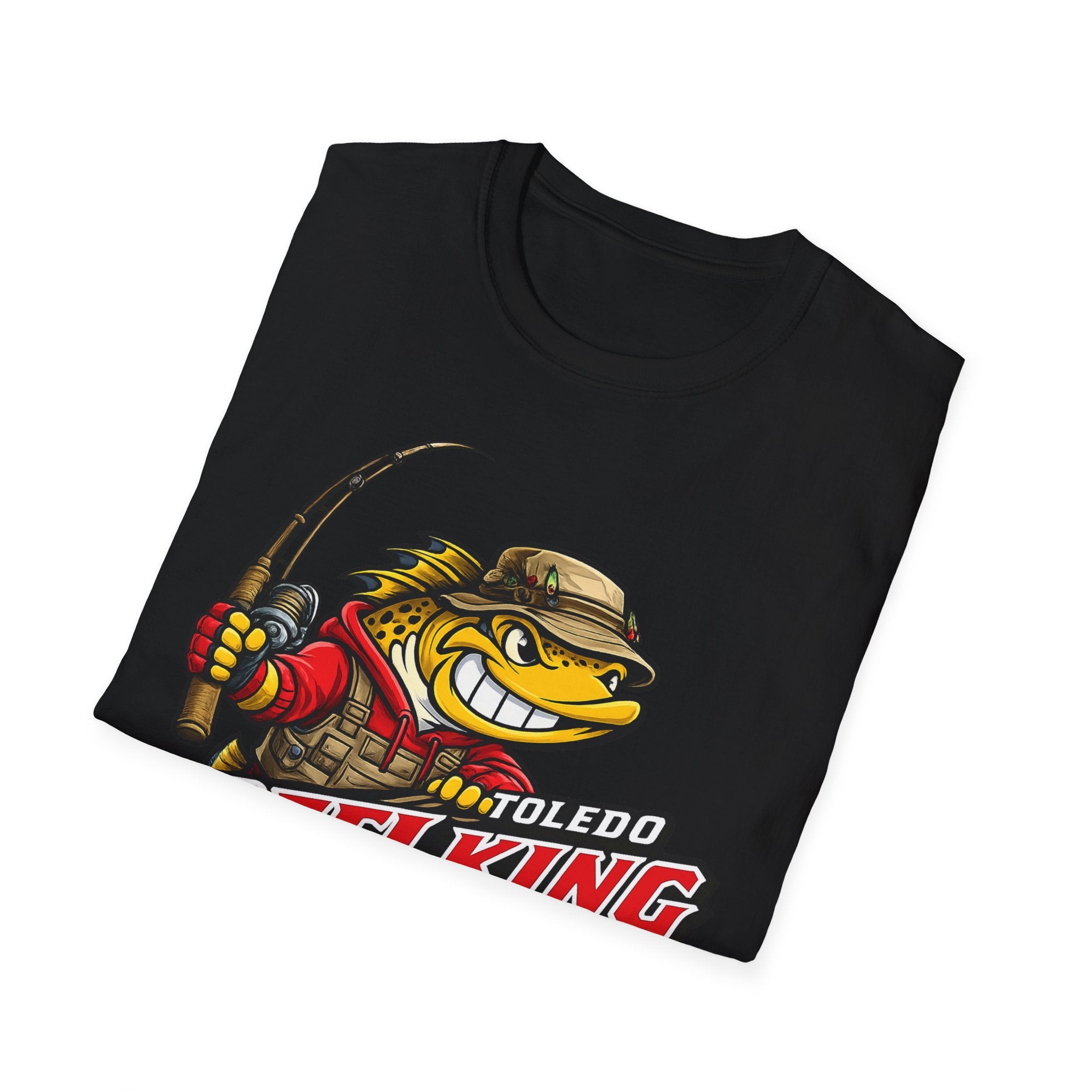 Toledo Reel King Fishing T-Shirt — Mascot Fisherman Tee