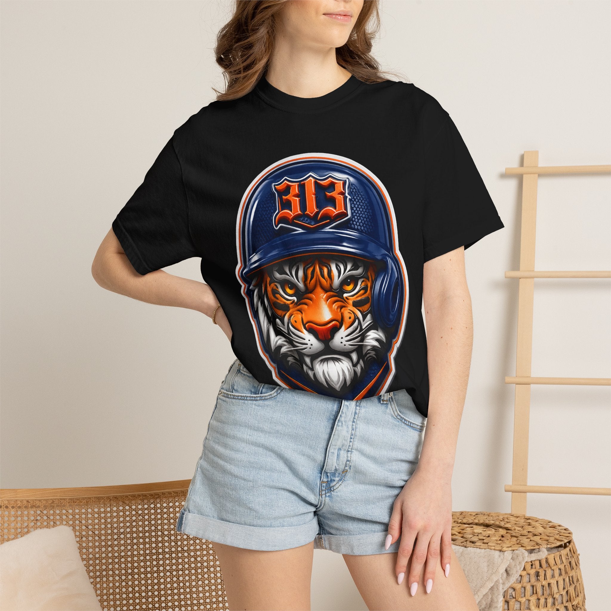 Baseball Helmet T-Shirt — 313 Tiger Sports Logo Tee