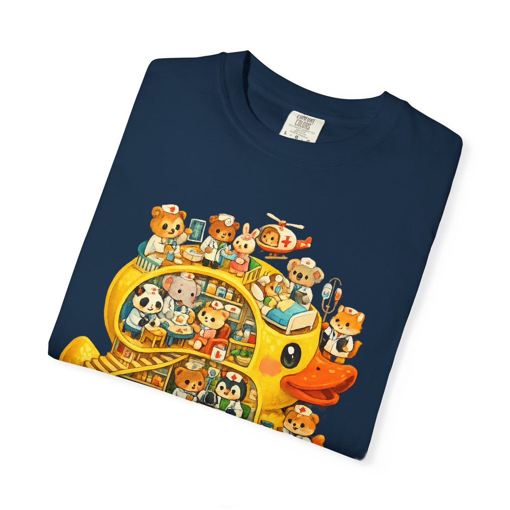 Duck Village Medical T‑Shirt — Whimsical Animal Town Illustration