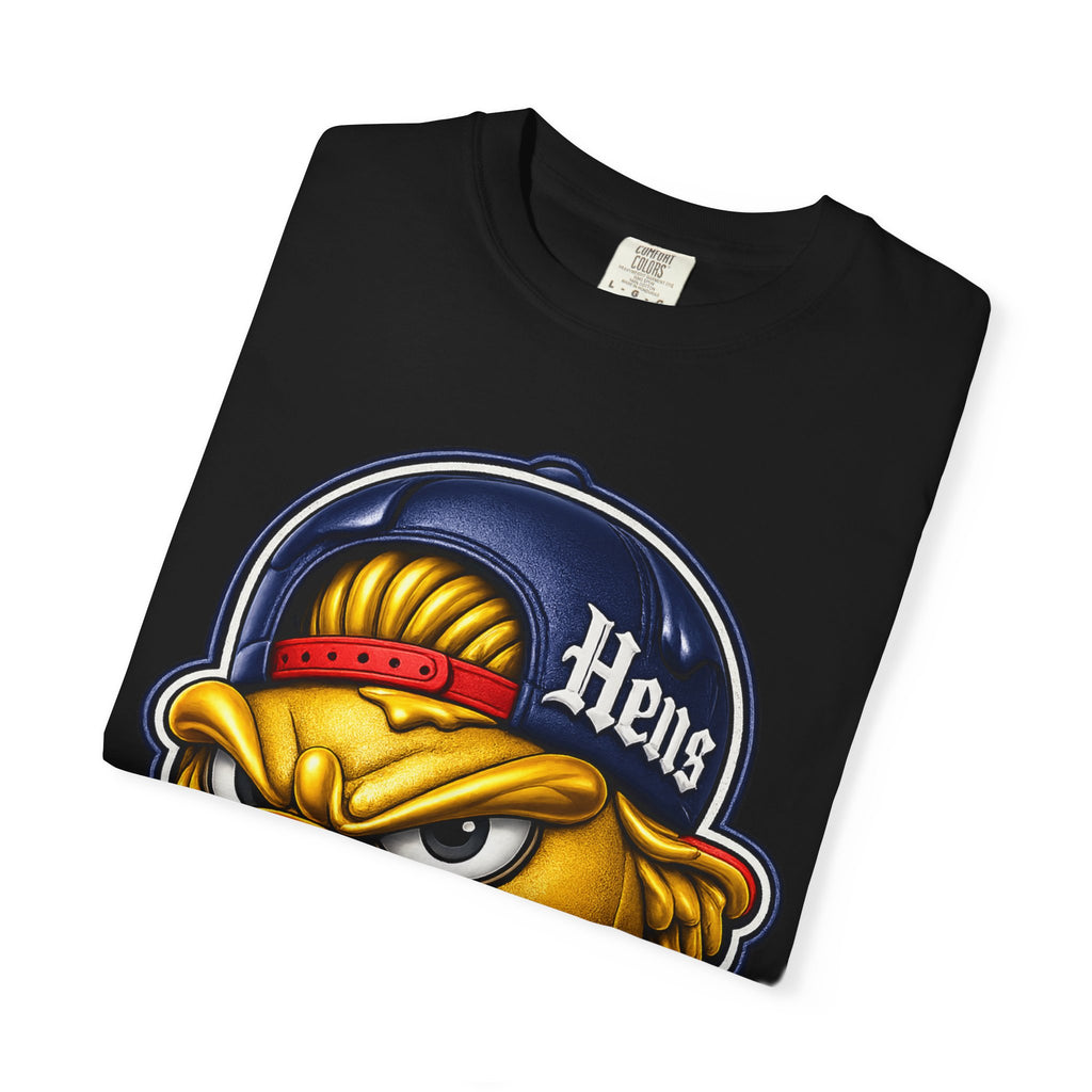 Hens Stadium Graphic T-Shirt — Streetwear Skate Tee with 'Hens' Logo