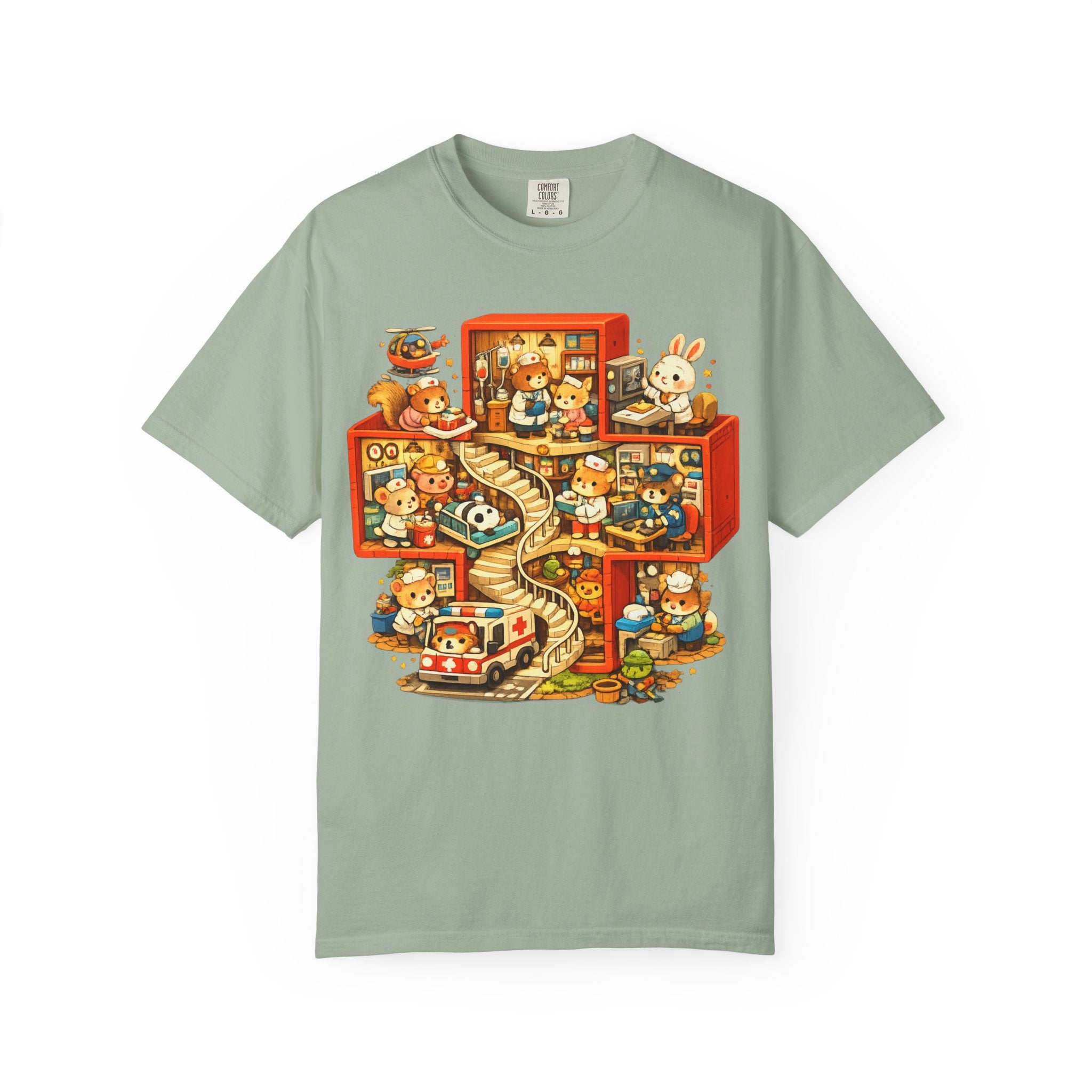 Medical Cross T-Shirt — Cute Vintage Kids’ Small World Illustration