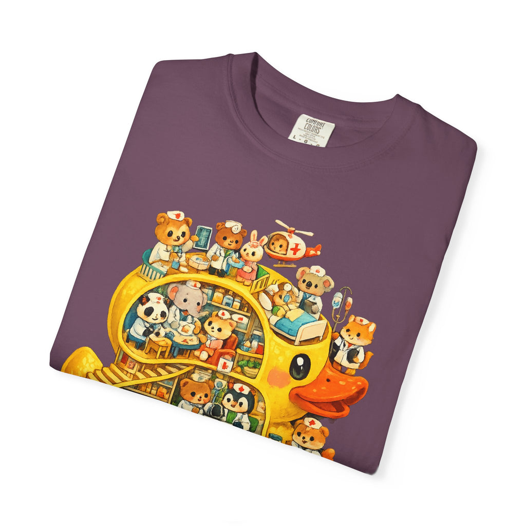 Duck Village Medical T‑Shirt — Whimsical Animal Town Illustration