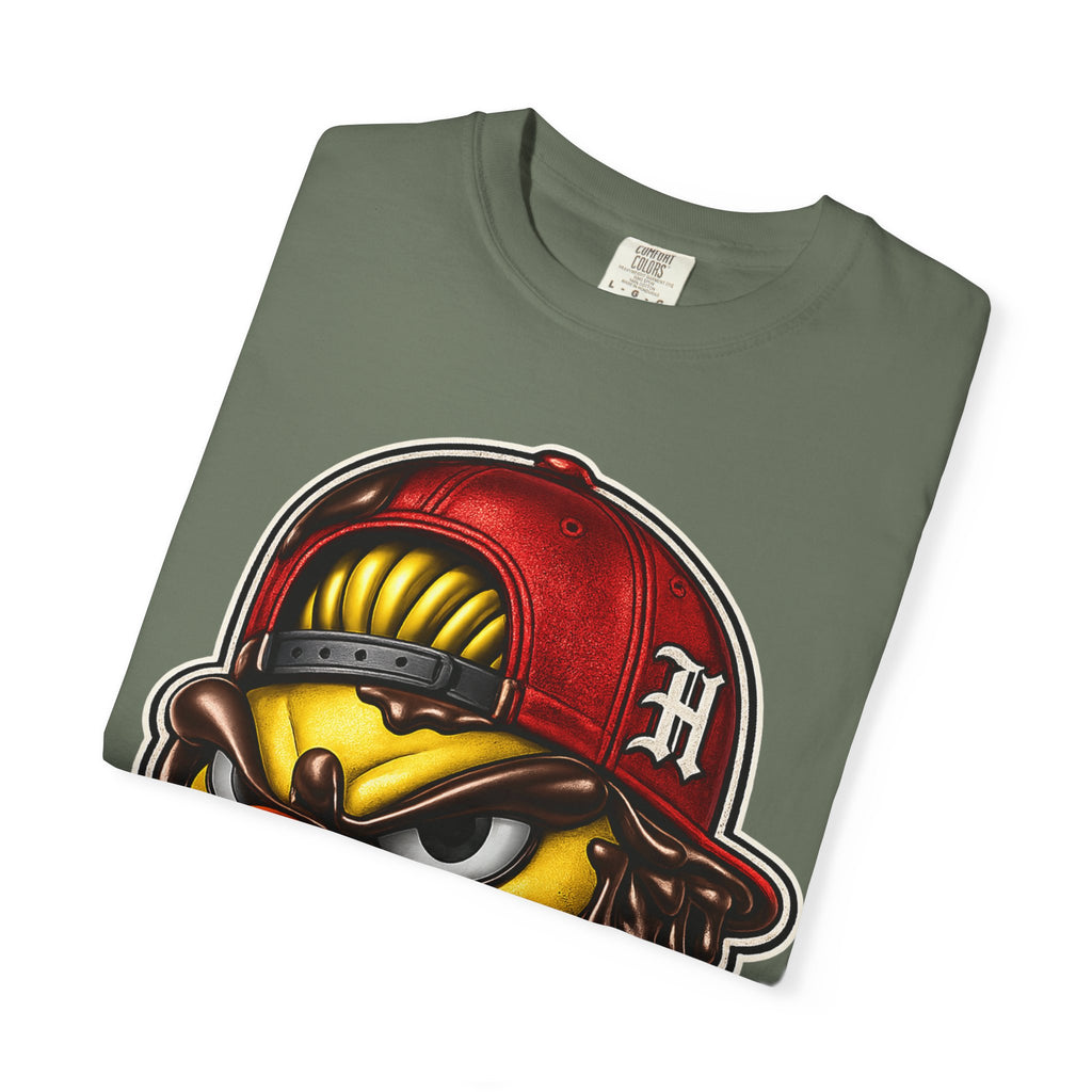 Hen Street Graphic T-Shirt — Streetwear Baseball Cap Mascot Tee