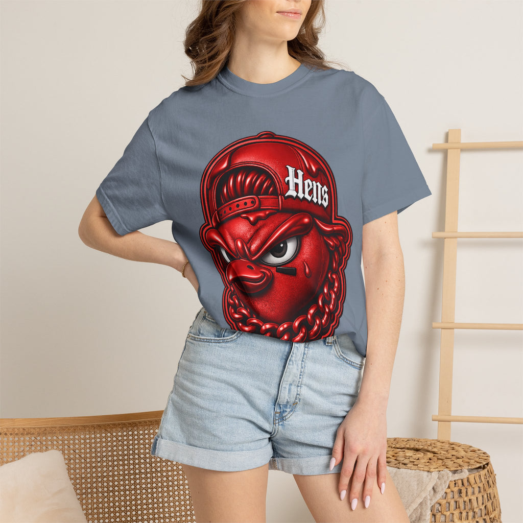 Hens Streetwear Graphic T‑Shirt — Bold Red Mascot Design